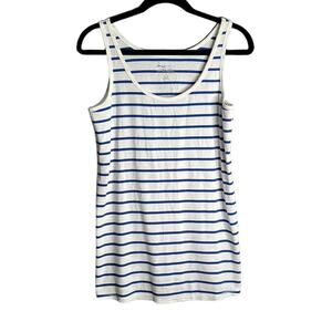 Lane Bryant Cotton Stretch Blue and White Striped Scoop Neck Tank Size 16
